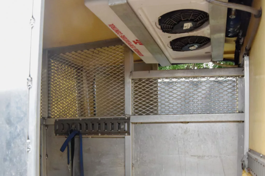 Interior of air-conditioned dog transport vehicle